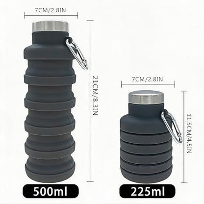YCT Collapsible Water Bottle 17oz（500ml），Travel Portable Sport Water Bottle，Reusable Silicone Foldable Water Bottles for Gym Camping Hiking (Purple+Teal) - color: Purple+Teal