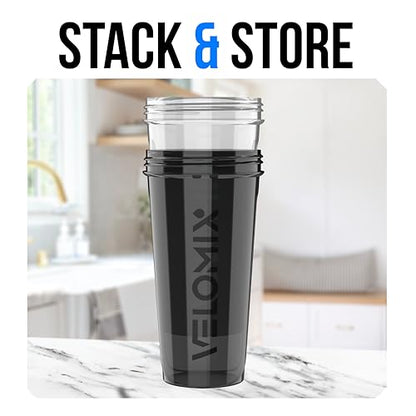 VELOMIX 2 Pack 28oz Protein Shaker Bottle for Protein Mixes, Black/Transpar - color: A1) Black / Transparent