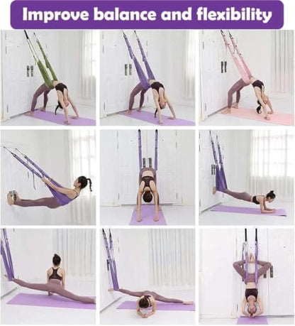 Aerial Yoga Rope for Door,Yoga Door Swing,Leg Stretcher Strap - color: purple.