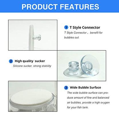 Aquarium Air Stone Fish Tank Nano Bubble Stone Kit with Control Valve Quiet Super-High Dissolved Oxygen Diffuser Makes Super Tiny Bubbles for Fish Tank and Hydroponic (T60)
