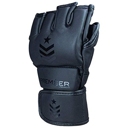 Revgear Premier MMA Grappling Gloves, MMA, Kickboxing, Martial Arts, Boxing - color: Black/Black, size: Large