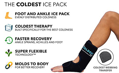 Coldest Foot Ankle Achilles Pain Relief Ice Wrap with 2 Cold Gel Packs | Best for Achilles Tendon Injuries, Plantar Fasciitis, Bursitis & Sore Feet Built for Cold Therapy (2-Pack) - color: With Adjustable Straps (Pack of 2)