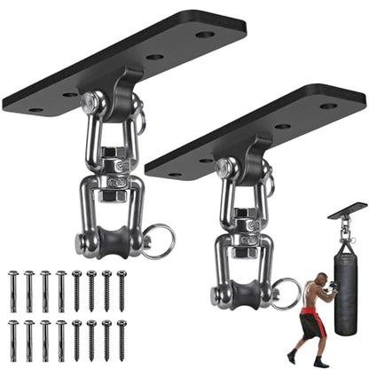 Kipika Heavy Bag Hanger Wall Mount Punching, Heavy Duty Boxing Bag Bracket for Home Gym Indoor Training, Adjustable & Rotatable Punching Bag Bracket for Boxing, Muay Thai - color: ‎‎A-Black（2 pack）