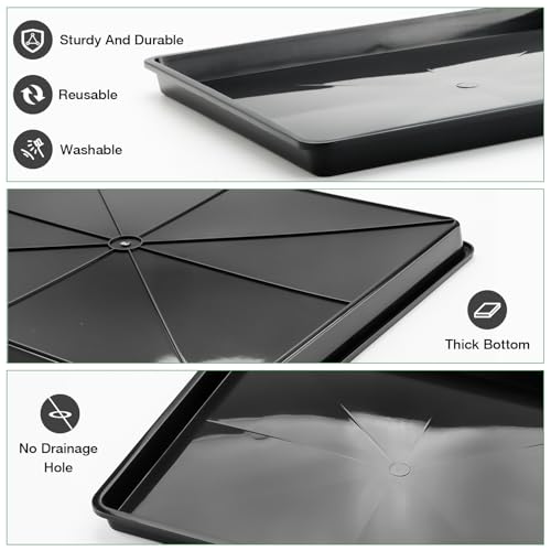 RooTrimmer 5 Pack Soil Blocking Trays(14"x12"x3"), Plastic Flat Plant Tray for Holding or Collecting Drainage Water, Elevated Microgreen Seed Starter Tray for Seed Germination (Black) - size: 14.76" L x 12.01" W x 3.27" H