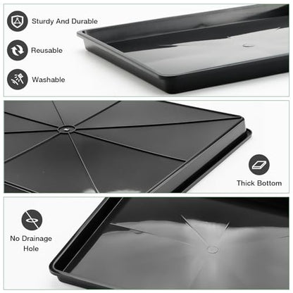 RooTrimmer 5 Pack Soil Blocking Trays(14"x12"x3"), Plastic Flat Plant Tray for Holding or Collecting Drainage Water, Elevated Microgreen Seed Starter Tray for Seed Germination (Black) - size: 14.76" L x 12.01" W x 3.27" H