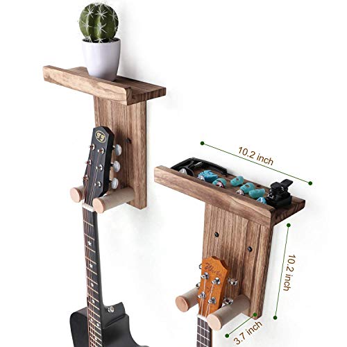 Keebofly Guitar Wall Mount Hanger with Shelf & Pick Holder, 2 Pack - color: 2 Pack_Rustic Brown