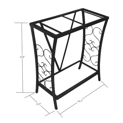 MAKLAINE Traditional Steel Aquarium Stand, Black Powder-Coated Finish, 20 Gallon/200 lb Capacity, Elegant Scroll Design, Durable Moisture-Resistant Build for Home or Office Aquariums or Terrariums