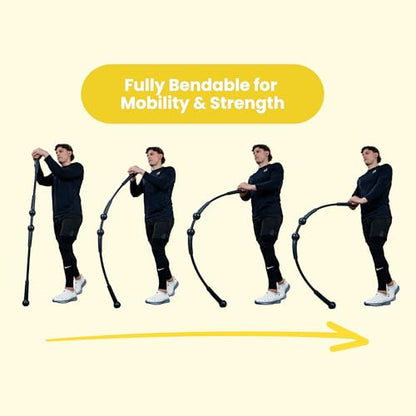BendyBar Flexible Weighted Resistance Bar to Improve Joint Mobility, Core Strength & Balance, Adjustable Height - size: MAX