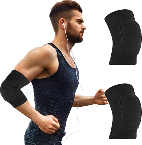 COMNICO Elbow Brace Sponge Fitness Elbow Support Compression Sleeve Breathable Anti-Collision Protective Arm Pads Strap Band for Workouts Tendonitis Arthritis Tennis Volleyball Basketball Golfers(M) - color: Black