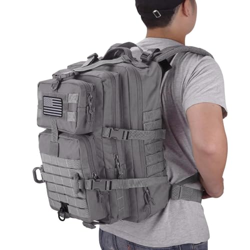 Hannibal Tactical MOLLE Assault Backpack, Tactical Backpack Military Army Camping Rucksack - color: Grey