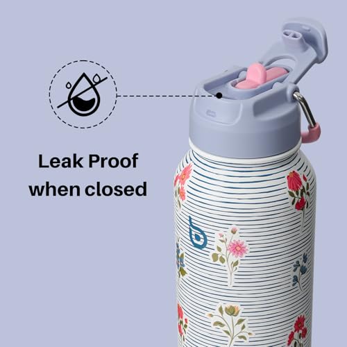 BOTTLE BOTTLE 32oz Insulated Water Bottle with Pill Box - color: Riviera Bloom
