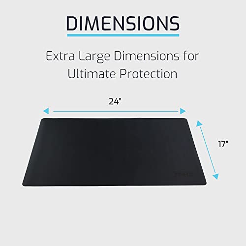 Leather Desk Mat for Keyboard and Mouse 24" x 17", Midnight Black Desk Pad, Extended Non-Slip Rectangular Keyboard Pad, Laptop and Desktop Computer Keyboard and Mouse Pad, Desk Blotter Mat
