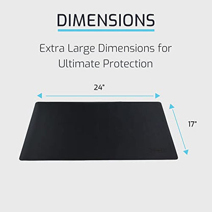Leather Desk Mat for Keyboard and Mouse 24" x 17", Midnight Black Desk Pad, Extended Non-Slip Rectangular Keyboard Pad, Laptop and Desktop Computer Keyboard and Mouse Pad, Desk Blotter Mat