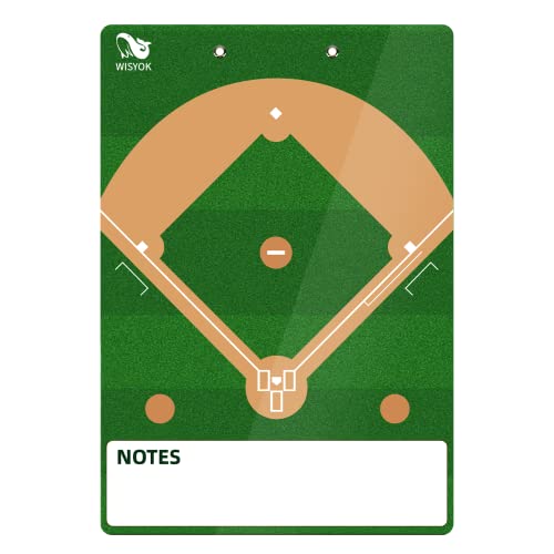 WISYOK Baseball Clipboard, Dry Erase, Lineup Board | Double Sided, with Marker, for Coaches, Softball, Game Practice Planning, Team Use - style: Baseball