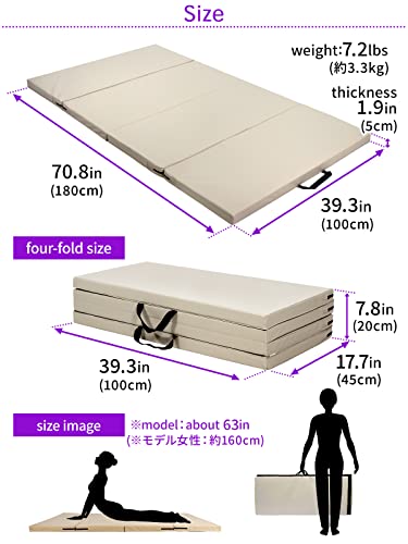KaRaDaStyle Gymnastics Mat Folding Stretch Mats 71"x39"x2" Exercise Muscle Training Children Play Horizontal Bar Mat Yoga Sports Soundproof Home Use - color: Blue/4-fold