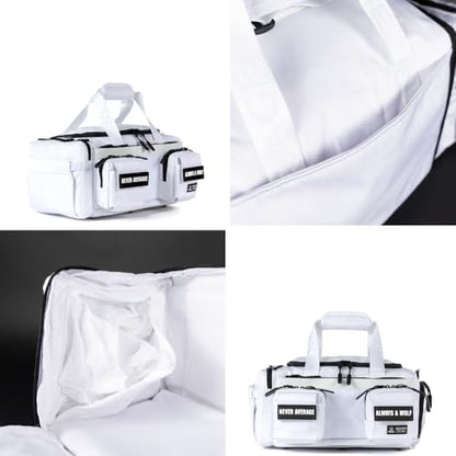 WOLFpak 30L Perfect Duffle Bag - Sports Tactical Gym Bag (Polar White) | Laptop Pouch, MOLLE Compatible, Padded Straps, 1000D Waterproof Fabric, Dual Cup Holders, Military Grade - color: Polar White