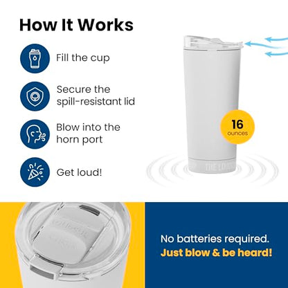 The LoudCup 16 oz 2-in-1 Water Bottle & Noisemaker, Ice White - color: Ice White, size: 16 Ounces