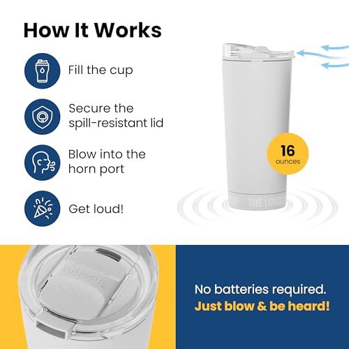 The LoudCup 16 oz 2-in-1 Water Bottle & Noisemaker, Ice White - color: Ice White, size: 16 Ounces