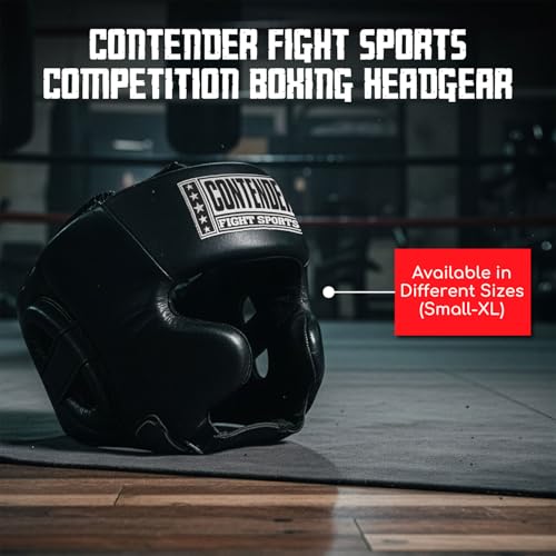 Contender Fight Sports Competition Boxing Muay Thai MMA Sparring Head Protection Headgear with Cheeks - color: Black, size: Medium (New)