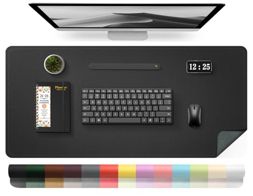 Leather Desk Pad Protector, Desk Mat, Large Mouse Pad, Non-Slip Desk Blotter, Office Laptop Desk Pad, PU Leather Desk Writing Pad for Office and Home (Black, 31.5" x 15.7") - color: Black, size: 31.5" x 15.7"