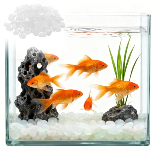 150 Pcs Artificial Glow in The Dark Pebbles, Decorative Fish Tank Rocks Pebbles for Outdoor Indoor Garden Vase Plants Fish Tank Decorations Aquarium Decorations(White) - color: White
