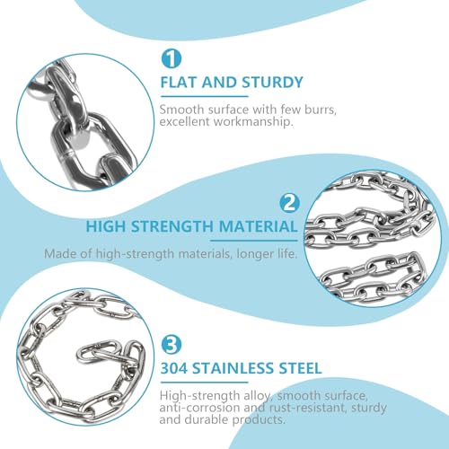 Heavy Duty Stainless Steel Chain, Hanging Safety Link Chain Fitness Chain Weight Lifting Chains with Carabiners for Home Gym Hammock Swing Hanging Chair Punching Bags - color: 2 Stainless Steel Chain + 4 Carabiners