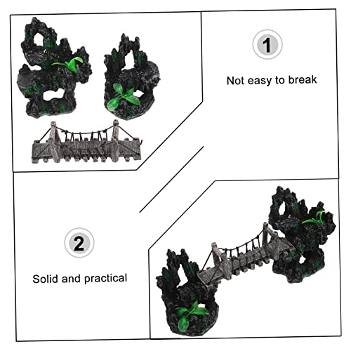Aquarium Suspension Bridge Decor Lifelike Resin Rockery Adornment Fish Tank Landscaping Statue Unique Aquarium Decoration for Home Office Creative Underwater