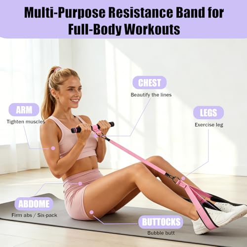 Pedal Resistance Band with Handle, 90Lbs Pedal Resistance Band - color: Pink
