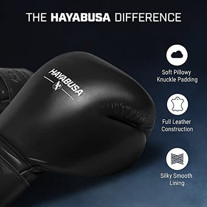 Hayabusa Pro Leather Hook and Loop Boxing Gloves for Men and Women - color: Black, size: 12oz