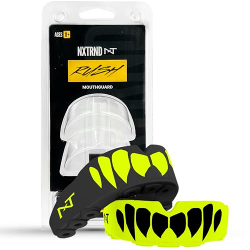 2 Pack Nxtrnd Rush Dual Layer Mouthguard, Custom Fit Sports Mouthpiece for Football, Boxing, MMA, Basketball, Hockey, Lacrosse, Youth & Adult (Neon Yellow) - color: Neon Yellow