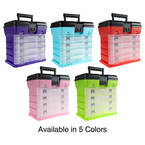 Portable Tool Box - Small Parts Organizer with Drawers and Customizable Compartments for Hardware, Fishing Tackle, Beads or Crafts by Stalwart (Green)
