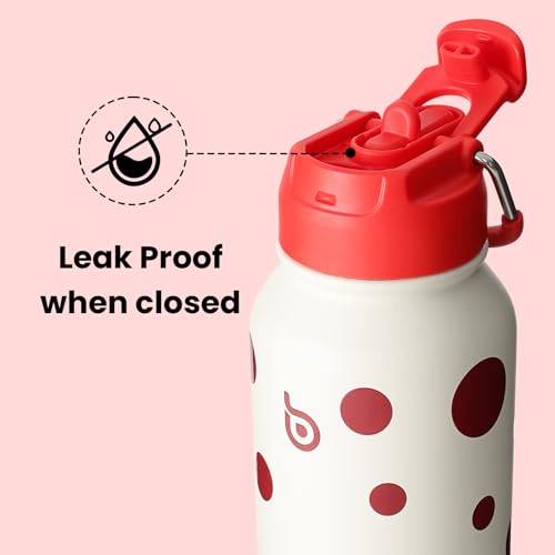 BOTTLE BOTTLE 32oz Insulated Water Bottle with Pill Box - color: Polka Pop