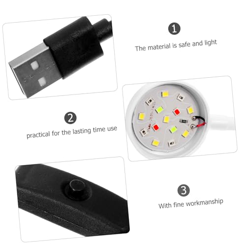 Mikikit Compact Led Aquarium Lamp Clamp Light for Fish Tanks Light for Aquatic Plants Easy to Use USB Powered for Aquariums - color: White