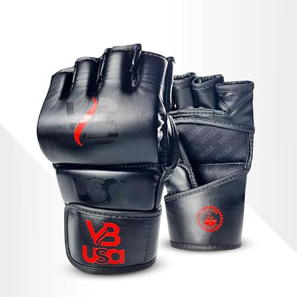 MMA Gloves Grappling Sparring, Maya Hide Leather, Boxing Gloves Muay Thai Martial Arts Training, Half Finger Adjustable Mitts Wrist Support Kickboxing Cage Fighting Punching Bag Workout - size: Small-Medium