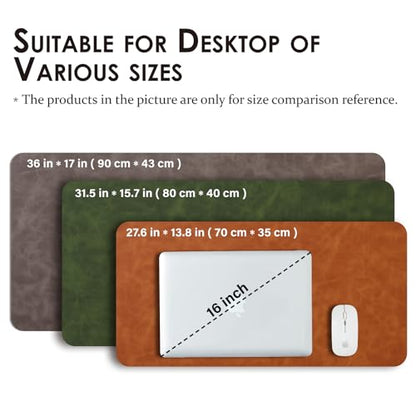 Distressed Leather Desk Mat - Non-Slip PU Desk Pad for Office and Home - Desk Organization and Accessories - Ideal for Large Mouse Pad and Desk Mats on Top of Desks(Forest Green,36"x 17")