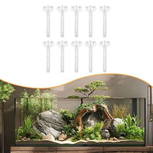 10 Pieces Aquarium Cable Ties Adjustable Suction Cup Holders Airline Tubing Managing Tools TRP Material Easy Installation Suitable for Fish Tank, White