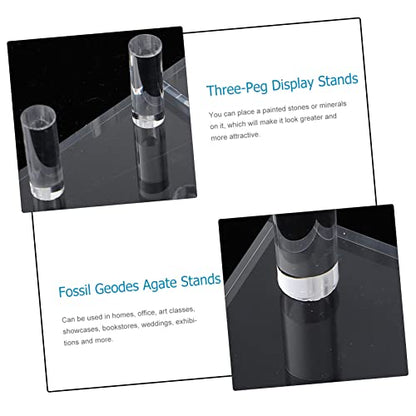 PRETYZOOM Crystal Display Stand Acrylic Rack for Mineral and Crystal Showcases Elegant Three-peg Design for Collectors and Home Decor
