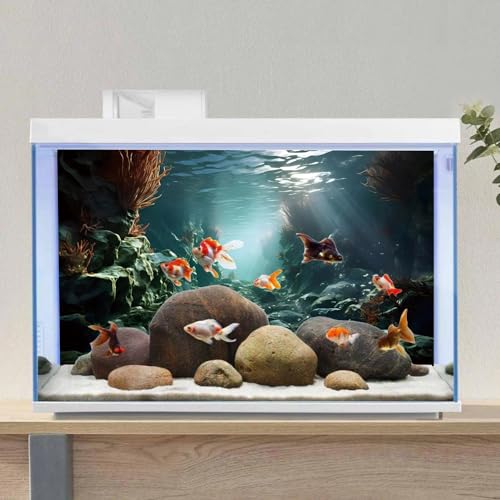 AWERT 60x24 inches Polyester Ocean Floor Aquarium Background Undersea Stone Aquarium Background Underwater Fish Tank Background - size: 60x24in/150x60cm