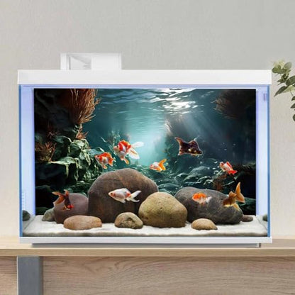 AWERT 36x24 inches Polyester Ocean Floor Aquarium Background Undersea Stone Aquarium Background Underwater Fish Tank Background - size: 36x24in/90x60cm