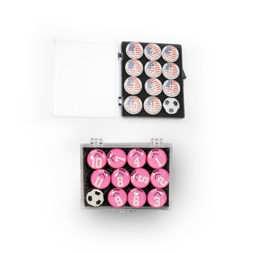 SCOPRO Soccer Coaching Magnets, Numbered Magnetic Player Markers for Soccer Coaching Board and Dry Erase Board Training, Set of 2, USA & Pink - color: 1" Usa & 0.75" Pink
