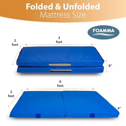 Foamma Gymnastics Mat - 4" x 2 ft x 6 ft, Blue Foldable Landing Pad for Kids and Adults, High-Density and Waterproof Tumbling Mat, Ideal for Wrestling, Gymnastics, Indoor and Outdoor Use - size: 2ft x 6ft