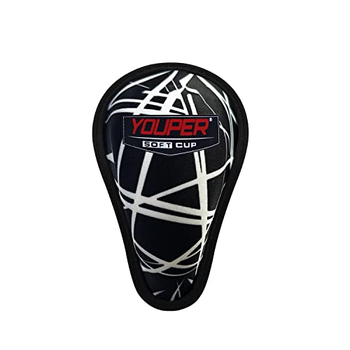 Youper Boys Youth Soft Foam Protective Athletic Cup (Ages 7-12), Kid Athletic Cup for Baseball, T-Ball, Football - color: Black White