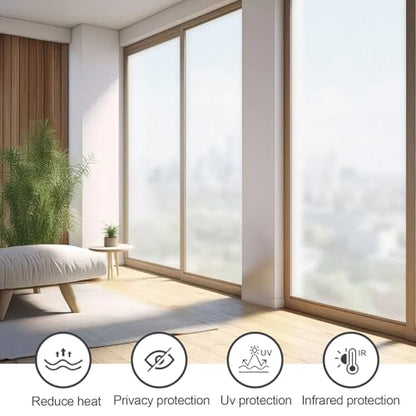 Frosted Glass Window Privacy Film - Heat Control Sun UV Blocking，Removable, Reusable, Opaque, Non Adhesive Static Cling Glass Stickers Door Coverings Decals for Bathroom Home Office - size: 23.6" x 78.7"