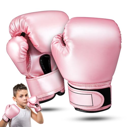 Garneck Kids Boxing Gloves: Toddler Punching Training Gloves for Boys Girls Ages 3-8 Pu Leather Sparring Mitts for Kickboxing Muay Thai MMA & Heavy Bag, Pink