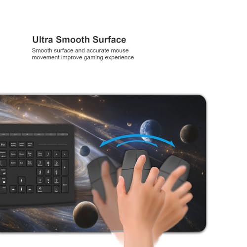 XXL Gaming Mouse Pad 35.4 x 15.7 Inch, Large Extended Desk Mousepad with Galaxy Space Design, Water-Resistant Surface & Stitched Edges, Non-Slip Rubber Base Desk Mat for Gaming, Office & Home - color: Galaxy Space