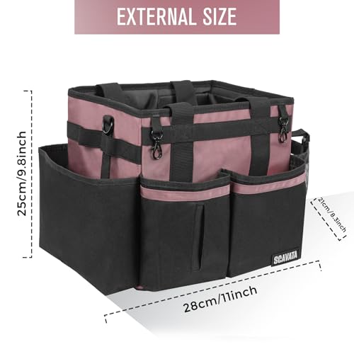 Compact Wearable Cleaning Caddy, Small Cleaning Caddy Supplies Organizer with Handle & Shoulder Straps for Housekeepers, Under Sink & Car Cleaning Tool Organizers Bag (LotusPink) - color: LotusPink