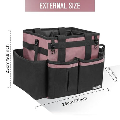 Compact Wearable Cleaning Caddy, Small Cleaning Caddy Supplies Organizer with Handle & Shoulder Straps for Housekeepers, Under Sink & Car Cleaning Tool Organizers Bag (LotusPink) - color: LotusPink