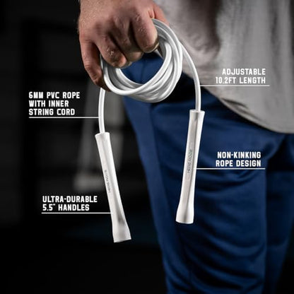 6mm Adjustable Boxing Jump Rope With Inner String Cord, Unbreakable Handles, Hererope Durable Non-Kinking PVC Jump Ropes for Men Women, Exercise Fitness, Indoor Outdoor Use