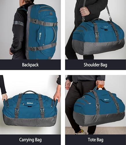 Ubon Convertible Duffel Backpack Weekender Gym Bag with Shoe Compartment - color: Dark Teal, size: 55L