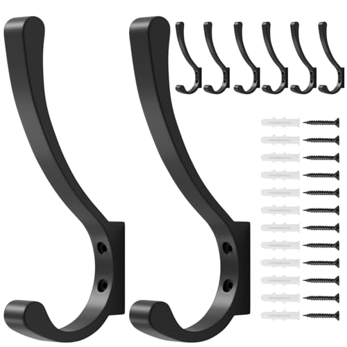 Coat Hooks Wall Mounted, Heavy Duty Hooks Hanging Towel, Black 8 Pack,Metal - size: 8 Pack